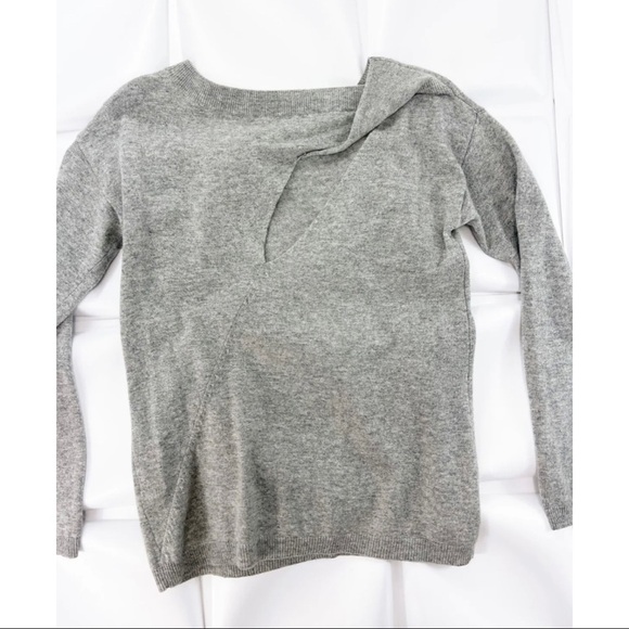 ALC Womens Sz S Heather Gray Wool Cashmere Cut Out Twisted Back Pullover Sweater - Picture 5 of 9